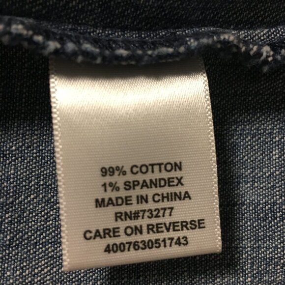 ELLE Blue Jean Denim White Polka Dot Jacket Front Pockets Women's Size Medium - Picture 7 of 8